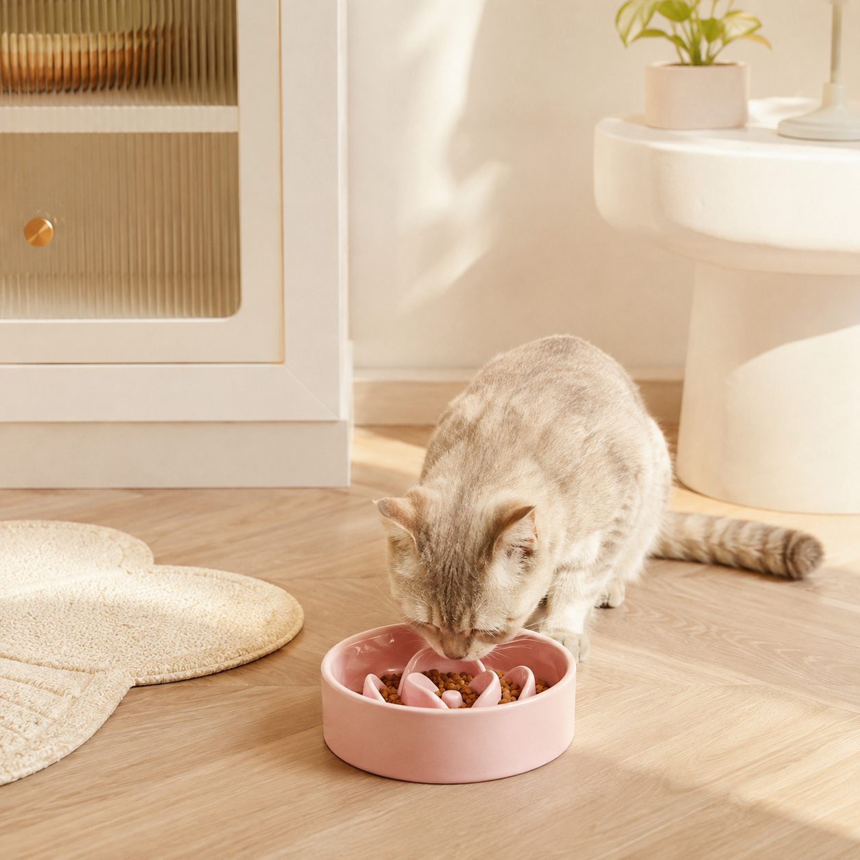 Pink Petal Ceramic Slow Feeder