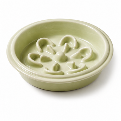 Green Ceramic Slow Feeder Bowl