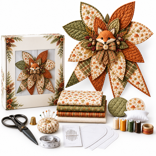 Woodland Fox Quilted Bow Sewing Kit