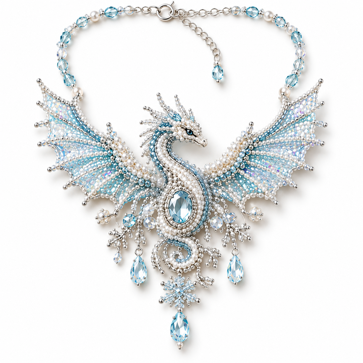 Crystal Snow Dragon Beaded Necklace DIY Kit