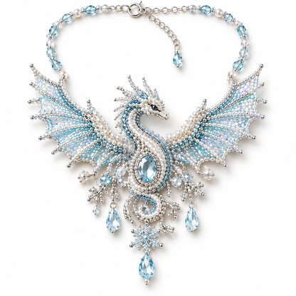 Crystal Snow Dragon Beaded Necklace DIY Kit