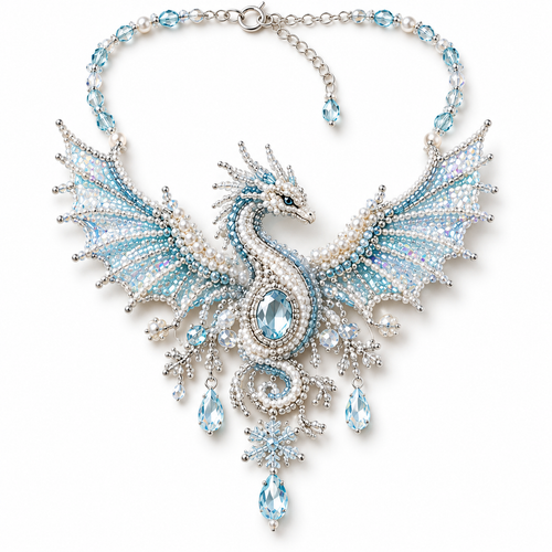 Crystal Snow Dragon Beaded Necklace DIY Kit