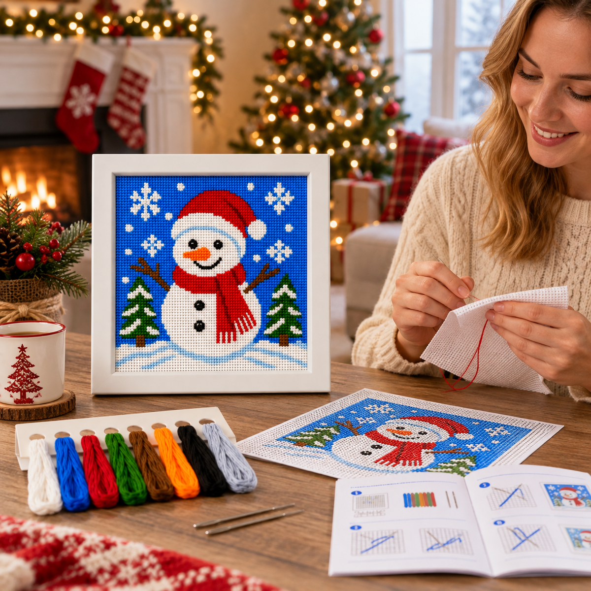 Christmas Snowman Cross Stitch DIY Kit