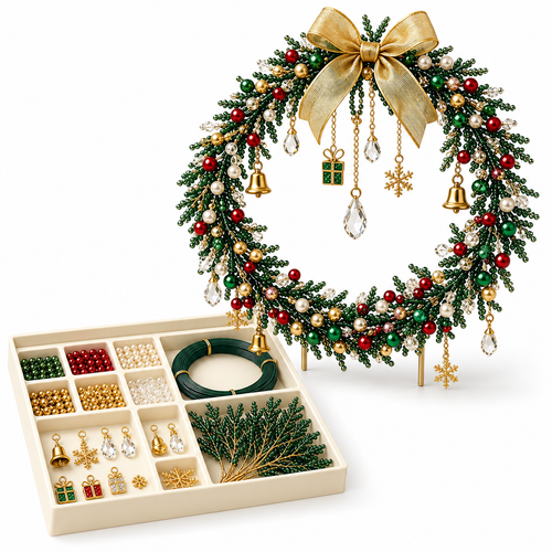 DIY Beaded Christmas Wreath Craft Kit