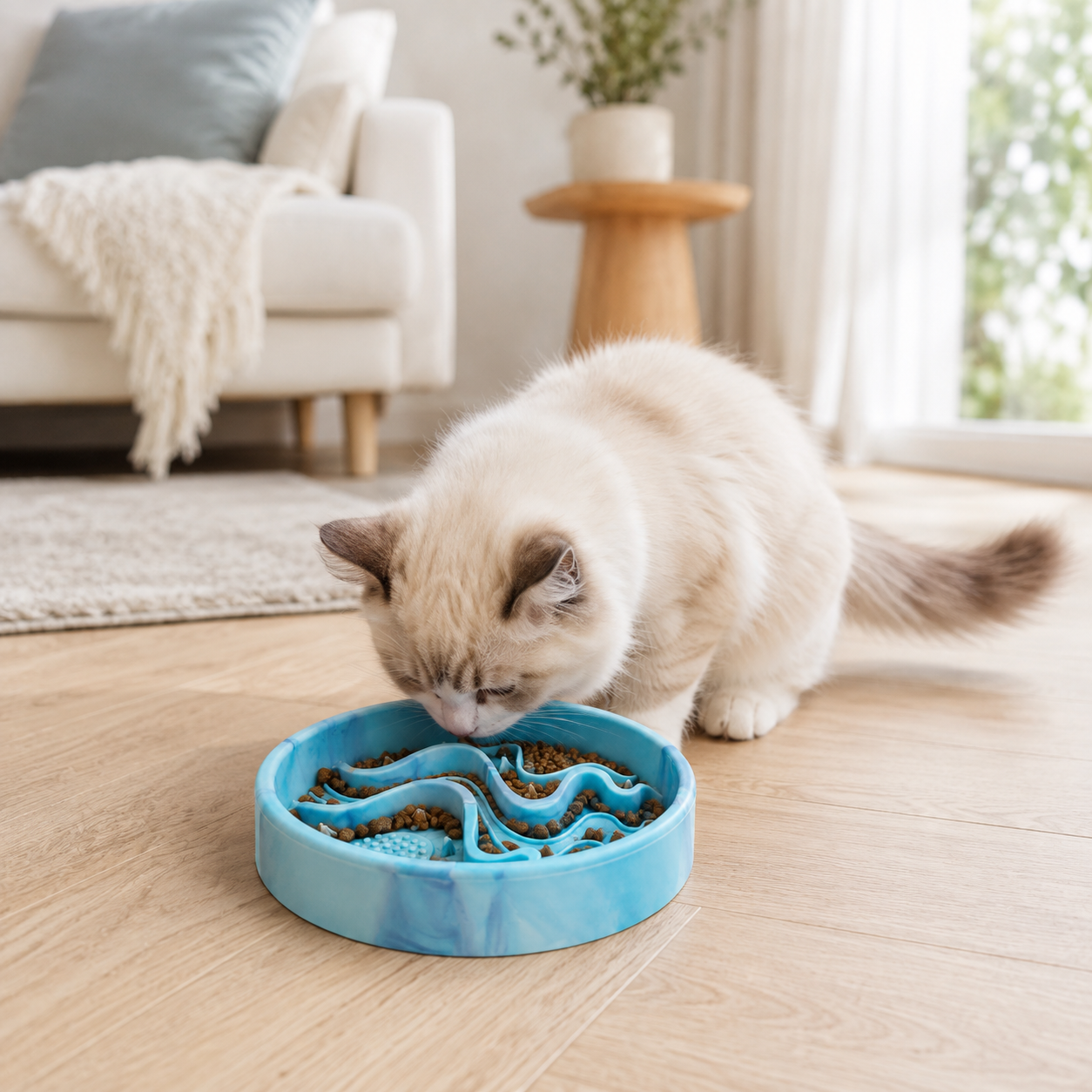 Ice Blue Silicone Slow Feeder Bowl