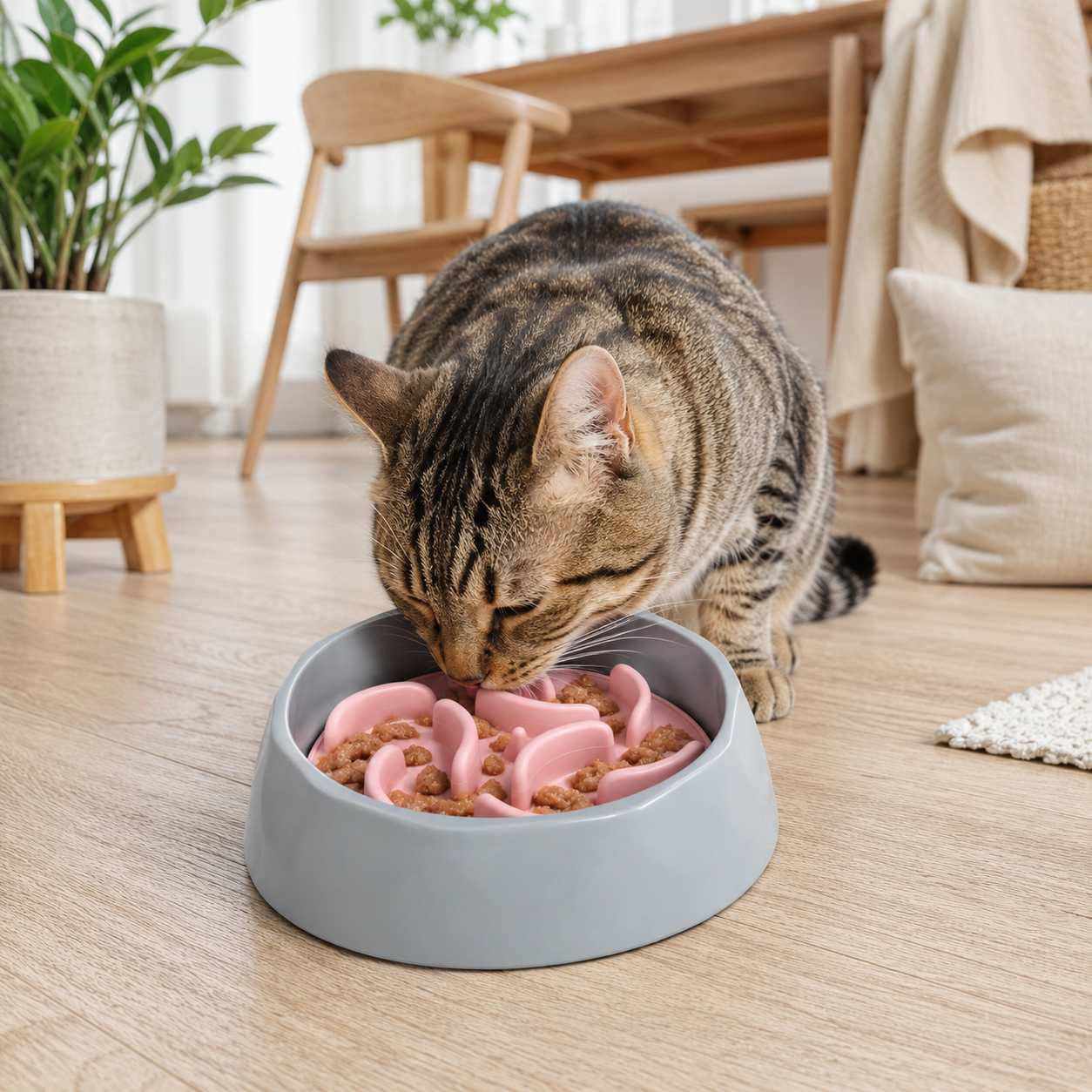 Slow Feeder Bowl for Cats & Dogs – Pink