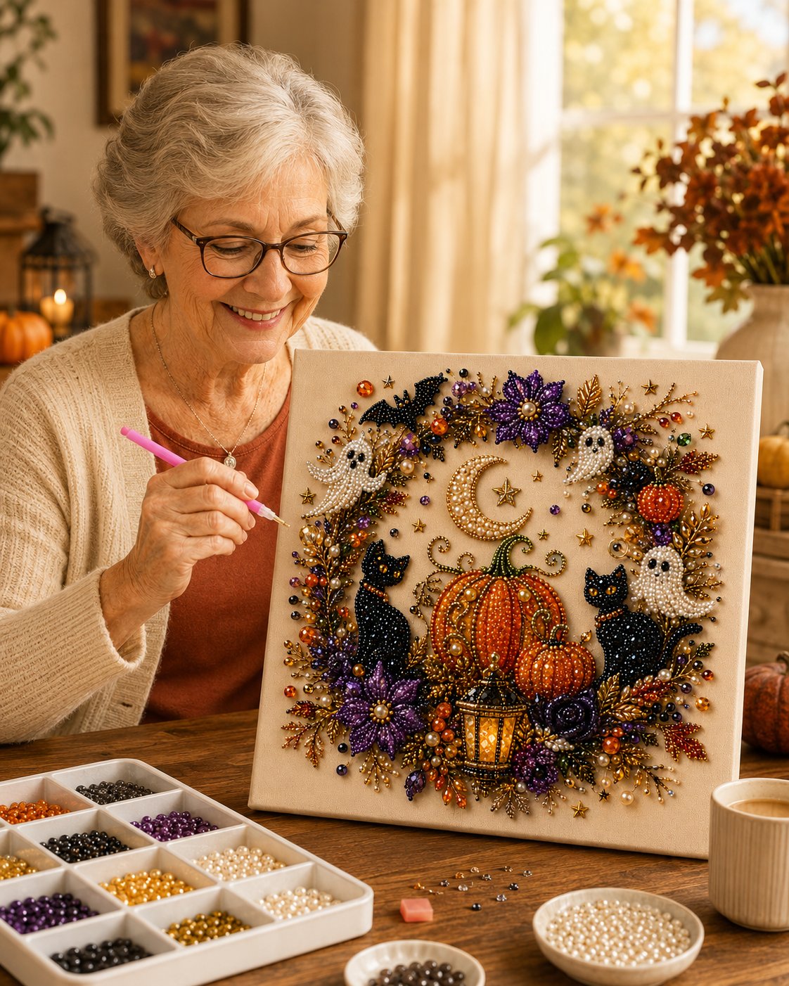 🔥UP TO 45% OFF – 👻✨ Halloween Pearl Art DIY Kit – Turn Tiny Pearls into Spooky-Cute Magic