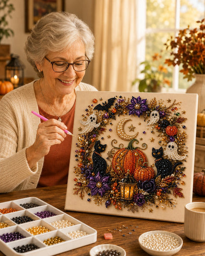 🔥UP TO 45% OFF – 👻✨ Halloween Pearl Art DIY Kit – Turn Tiny Pearls into Spooky-Cute Magic
