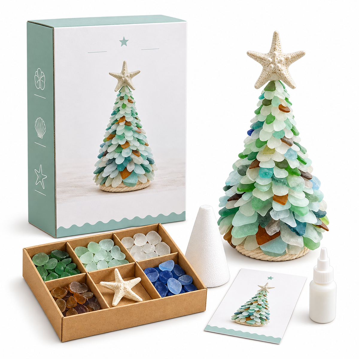 Coastal Sea Glass Christmas Tree Craft Kit
