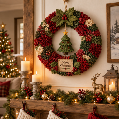 3D Fabric Christmas Tree Wreath DIY Kit