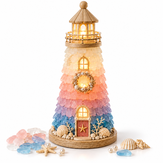 Sunset Pink Sea Glass Lighthouse Craft Kit