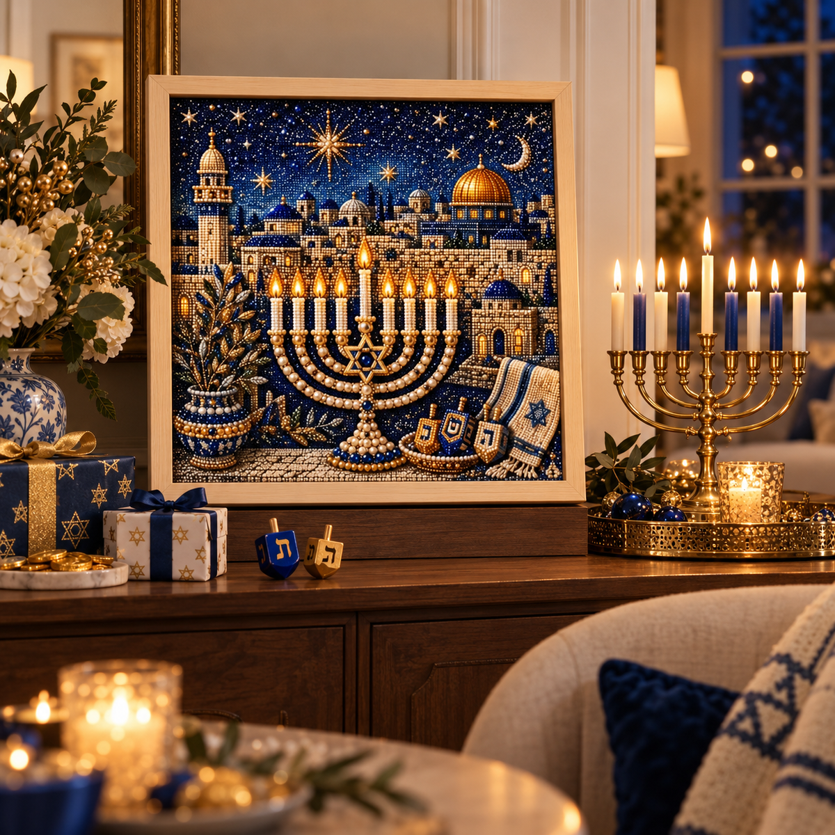 Jerusalem Night Menorah Pearl Art Craft Kit