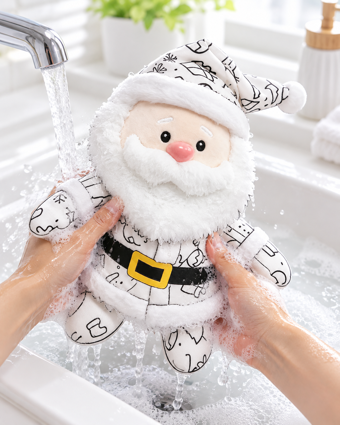 Washing the DIY Santa plush