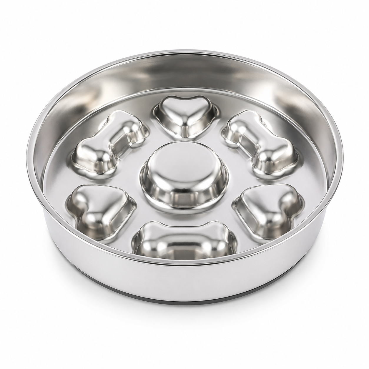 304 Stainless Steel Slow Feeder Dog Bowl with Silicone Base
