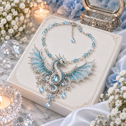 Crystal Snow Dragon Beaded Necklace DIY Kit