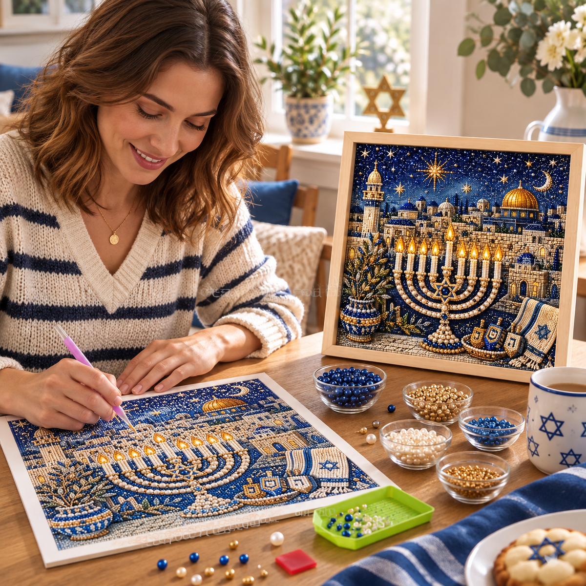 Jerusalem Night Menorah Pearl Art Craft Kit