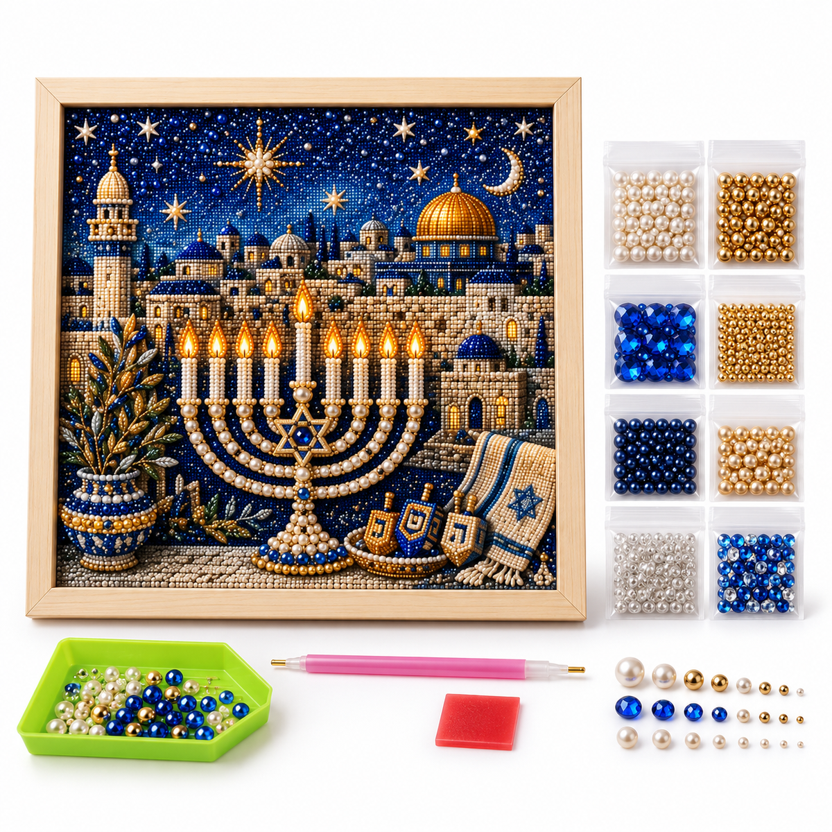 Jerusalem Night Menorah Pearl Art Craft Kit
