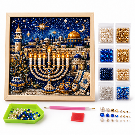 Jerusalem Night Menorah Pearl Art Craft Kit