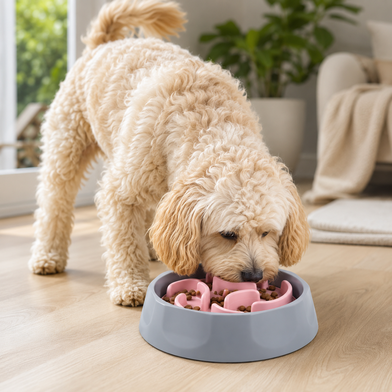 Slow Feeder Bowl for Cats & Dogs – Pink