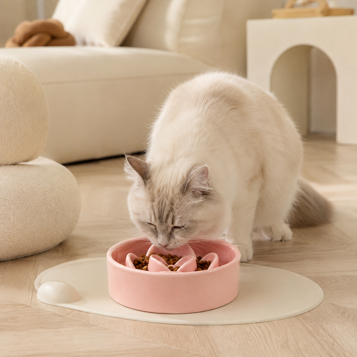 Pink Petal Ceramic Slow Feeder