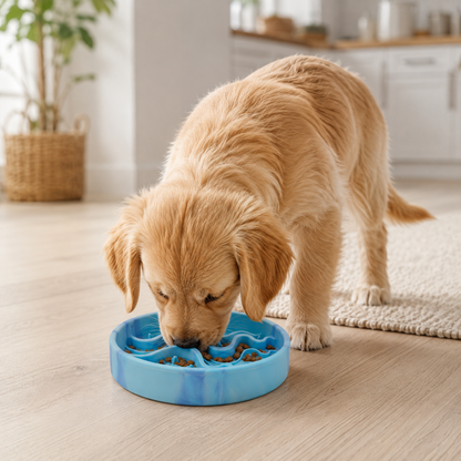 Ice Blue Silicone Slow Feeder Bowl