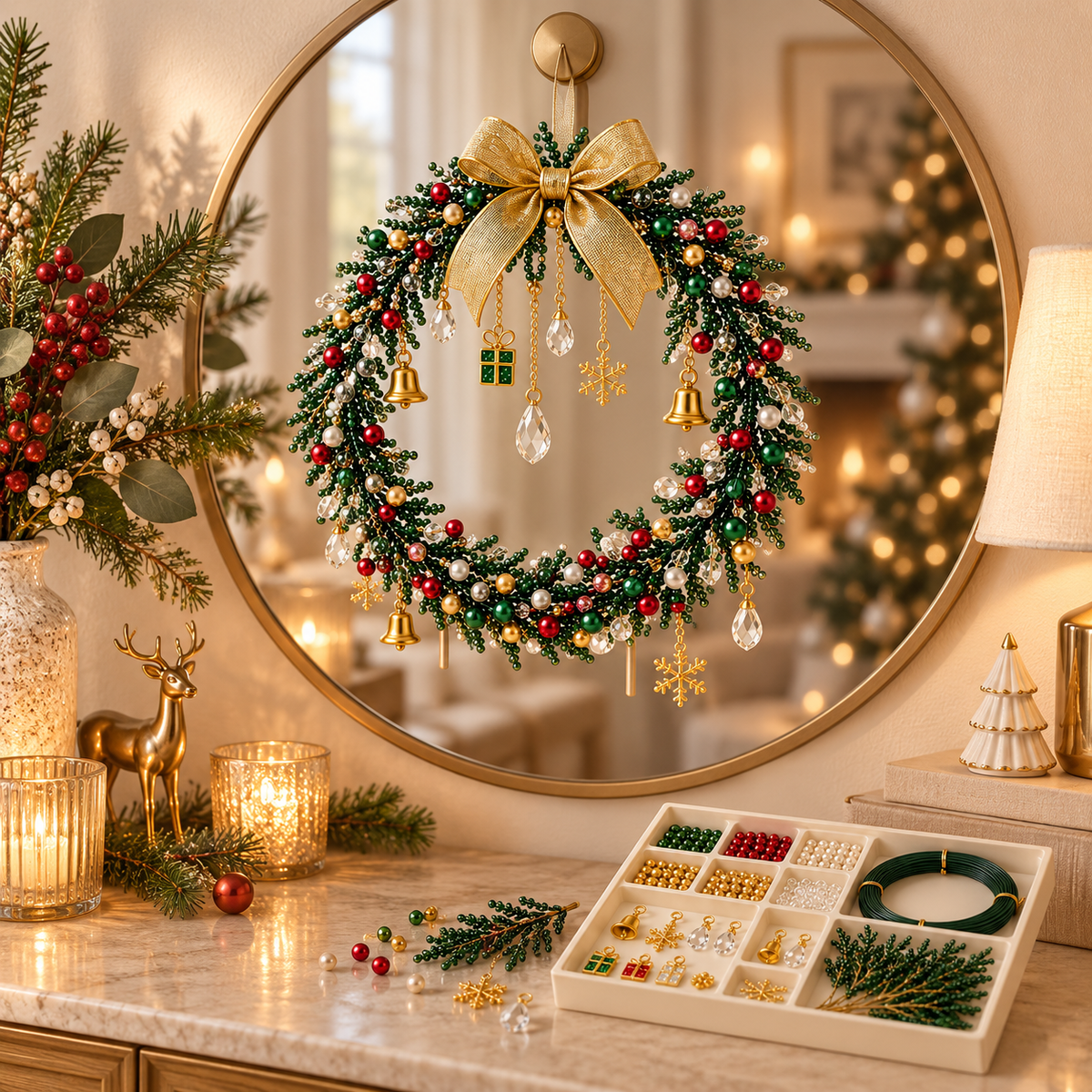DIY Beaded Christmas Wreath Craft Kit
